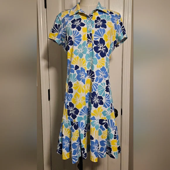NWT J. McLaughlin Dorte Dress: Multi Hibiscus Print: Size- Large: UPF 50+ - Picture 2 of 12